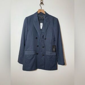 ANN TAYLOR LOFT VERSA Blue DOUBLE BREASTED BLAZER JACKET 4 New Lyocell